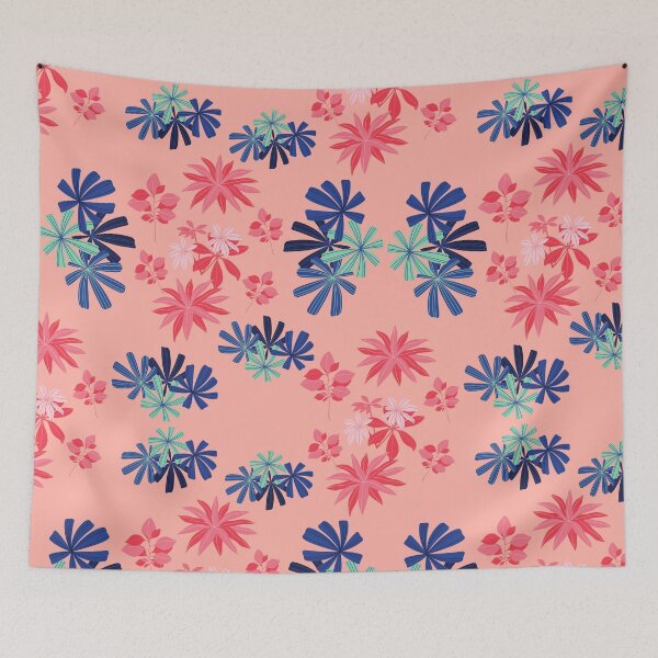 Item preview,  A Lush Floral Pattern - Blue-Green and Pink Flowers on Light Blue Background designed and sold by Hill Strom.