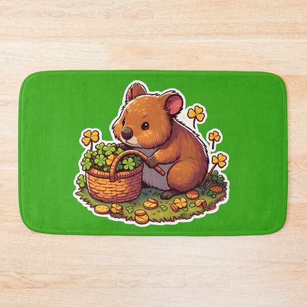 Item preview, Happy Cute Quokka picking clover designed and sold by Irbisinthebox.