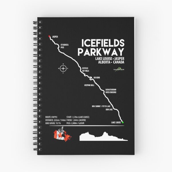 Item preview, Icefields Parkway Canada Highway 93 Road Trip Motorcycle Sports Car Camper Trail Map Art Print designed and sold by OuterShellUK.