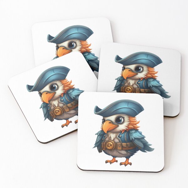 Item preview, Kawaii Blue Parrot Pirate designed and sold by KawaiiArtStyle.