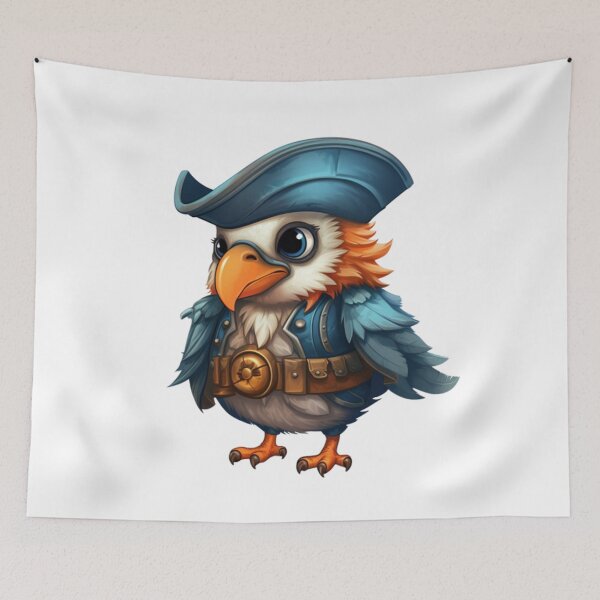 Item preview, Kawaii Blue Parrot Pirate designed and sold by KawaiiArtStyle.