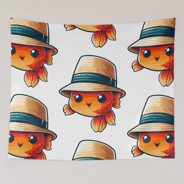 Item preview, Cool Goldfish in Hat designed and sold by ArtfulWeave.