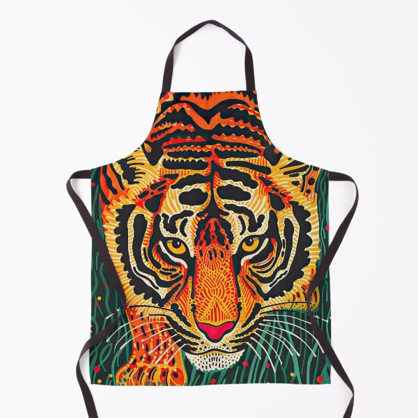 Item preview, Tiger in The Grass Colorful Block Print designed and sold by GulDesignCo.