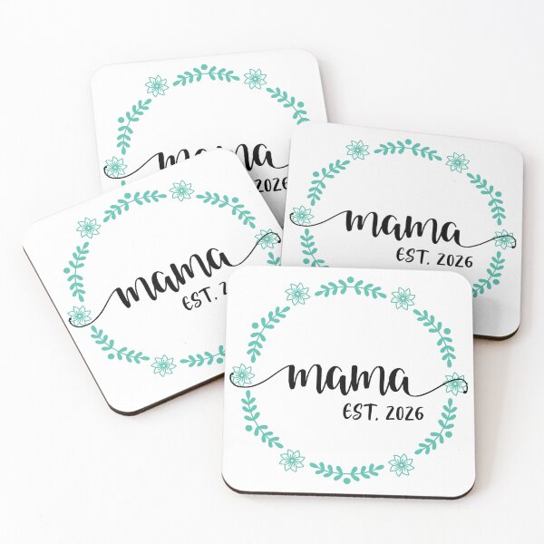 Item preview, Mama Est 2026 in green floral wreath designed and sold by EmeraldeaArt.