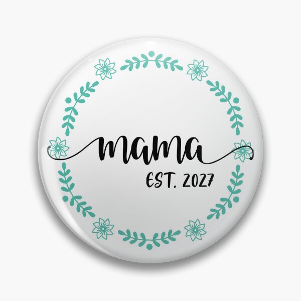 Item preview, Mama Est 2027 in green floral wreath designed and sold by EmeraldeaArt.