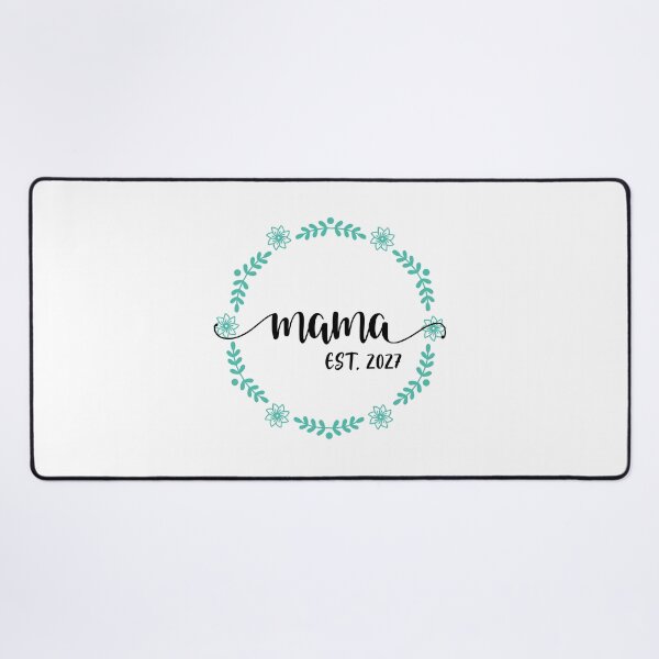 Item preview, Mama Est 2027 in green floral wreath designed and sold by EmeraldeaArt.