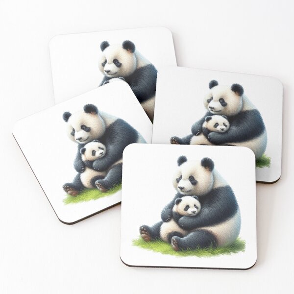 Item preview, Oil paint style image of Panda and Baby designed and sold by EdgyEdgeArt.