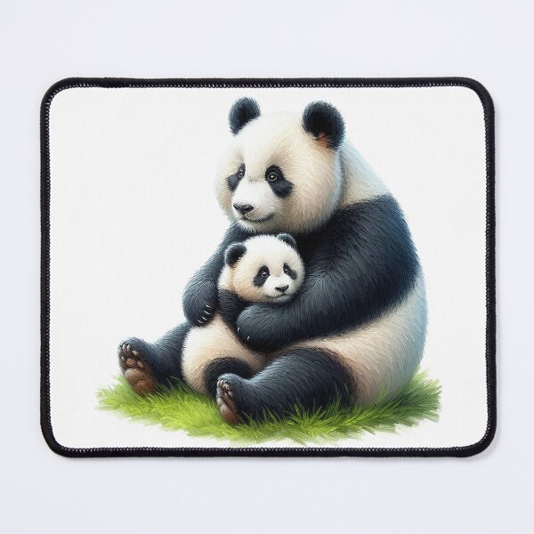 Item preview, Oil paint style image of Panda and Baby designed and sold by EdgyEdgeArt.