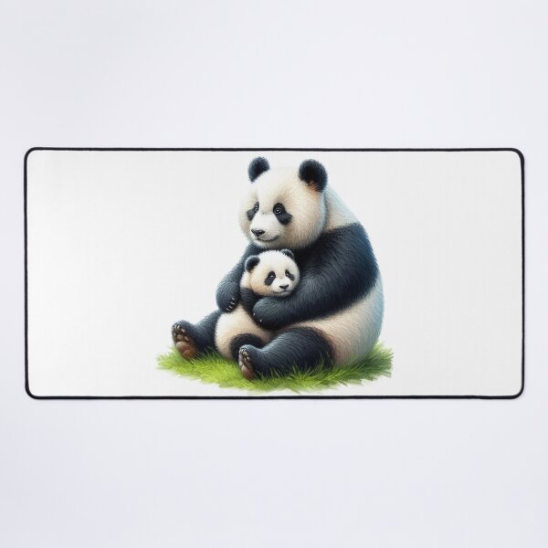 Item preview, Oil paint style image of Panda and Baby designed and sold by EdgyEdgeArt.