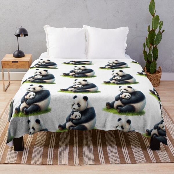 Item preview, Oil paint style image of Panda and Baby designed and sold by EdgyEdgeArt.
