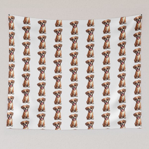 Aperçu de l'œuvre Boxer Kawaii Races de chiens célèbres Art et autocollants inspirés des animaux créée et vendue par CDC40.