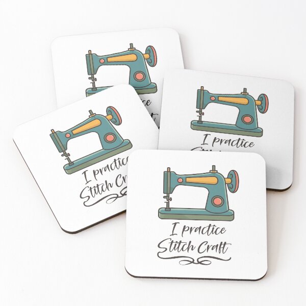Item preview, I practice Stitch Craft - with a modern-retro sewing machine illustration designed and sold by EmeraldeaArt.