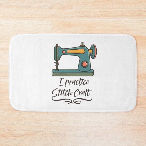 Item preview, I practice Stitch Craft - with a modern-retro sewing machine illustration designed and sold by EmeraldeaArt.