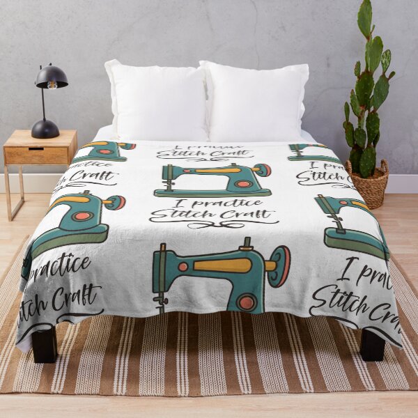 Item preview, I practice Stitch Craft - with a modern-retro sewing machine illustration designed and sold by EmeraldeaArt.