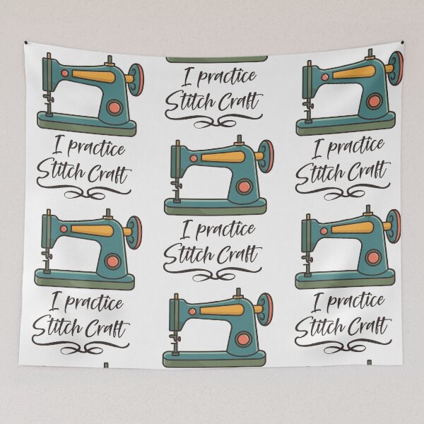 Item preview, I practice Stitch Craft - with a modern-retro sewing machine illustration designed and sold by EmeraldeaArt.