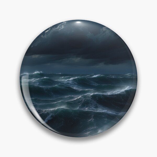 Item preview, Stormy sea at night. Heavy sea. A strong storm with big waves in the ocean. Night thunderstorm. Dark mode colors.  designed and sold by digoarpi.