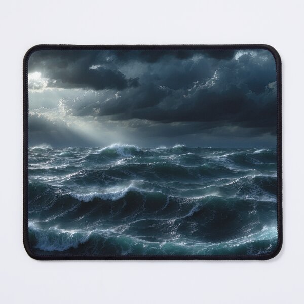 Item preview, Stormy sea at night. Heavy sea. A strong storm with big waves in the ocean. Night thunderstorm. Dark mode colors.  designed and sold by digoarpi.