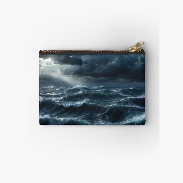 Item preview, Stormy sea at night. Heavy sea. A strong storm with big waves in the ocean. Night thunderstorm. Dark mode colors.  designed and sold by digoarpi.