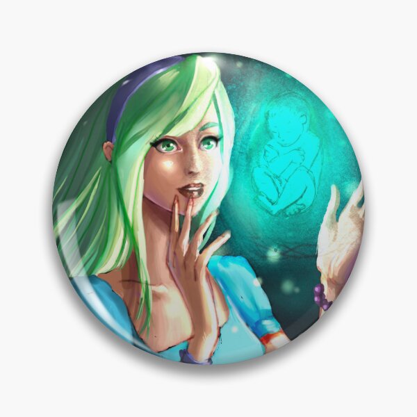 Item preview, Emerald-haired woman trying to hold a mist baby designed and sold by moxie-strife.