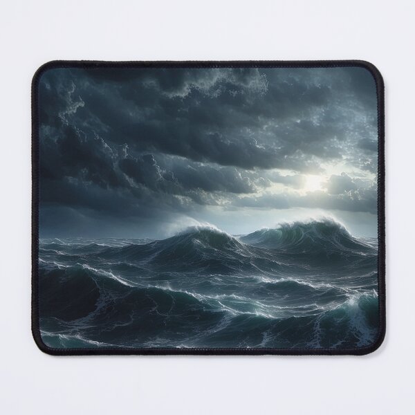 Item preview, Stormy sea at night. Heavy sea. A strong storm with big waves in the ocean. Night thunderstorm. Dark mode colors. designed and sold by digoarpi.