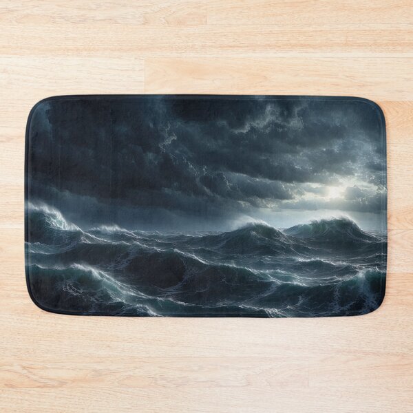 Item preview, Stormy sea at night. Heavy sea. A strong storm with big waves in the ocean. Night thunderstorm. Dark mode colors.  designed and sold by digoarpi.