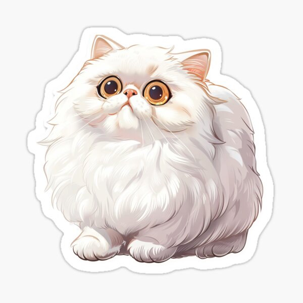 Aperçu de l'œuvre Persan Kawaii Races de chats célèbres Art et autocollants inspirés des animaux créée et vendue par CDC40.