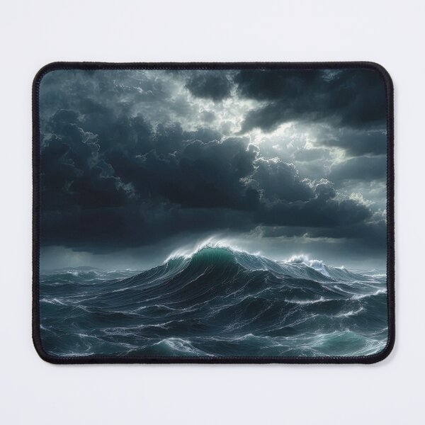 Item preview, Stormy sea at night. Heavy sea. A strong storm with big waves in the ocean. Night thunderstorm. Dark mode colors.  designed and sold by digoarpi.