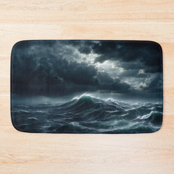Item preview, Stormy sea at night. Heavy sea. A strong storm with big waves in the ocean. Night thunderstorm. Dark mode colors.  designed and sold by digoarpi.