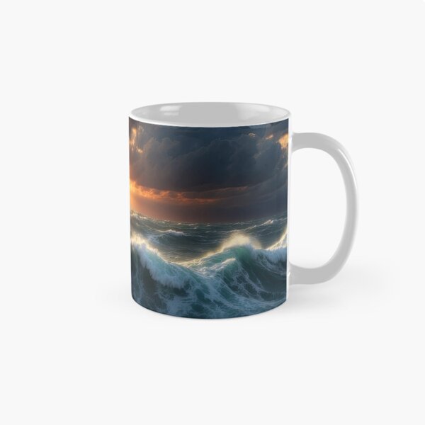 Item preview, Stormy sea at night. Heavy sea. Sunset lights.A strong storm with big waves in the ocean. Night thunderstorm. Dark mode colors.  designed and sold by digoarpi.