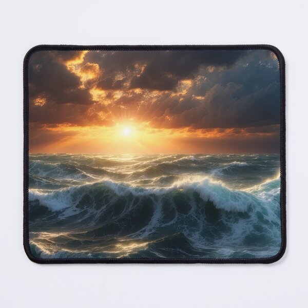 Item preview, Stormy sea at night. Heavy sea. Sunset lights.A strong storm with big waves in the ocean. Night thunderstorm. Dark mode colors.  designed and sold by digoarpi.