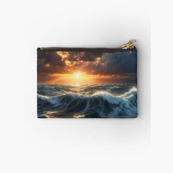 Item preview, Stormy sea at night. Heavy sea. Sunset lights.A strong storm with big waves in the ocean. Night thunderstorm. Dark mode colors.  designed and sold by digoarpi.