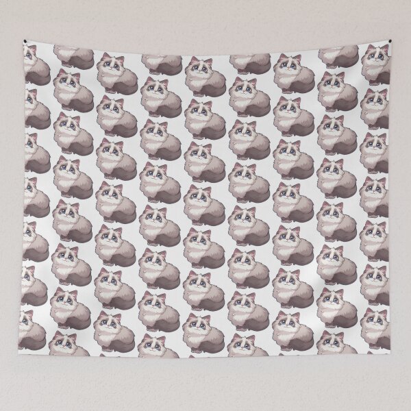 Aperçu de l'œuvre Ragdoll Kawaii Races de chats célèbres Art et autocollants inspirés des animaux créée et vendue par CDC40.