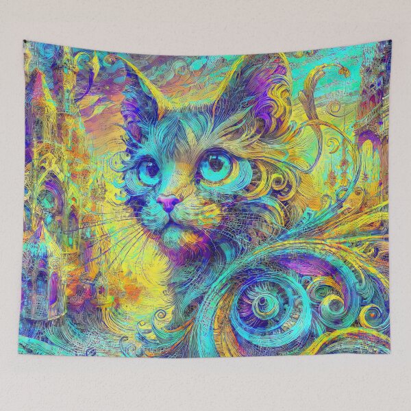 Item preview, Abstract abstraction of castle and cat. DeepDream designed and sold by blackhalt.