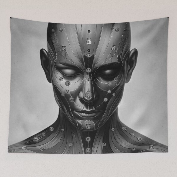 Item preview, Abstract Accupuncture Portrait - Black & White designed and sold by PyxieZen.