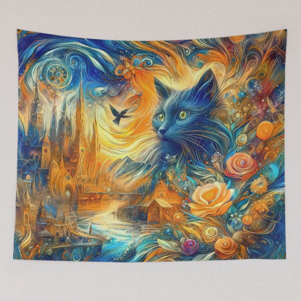 Item preview, Abstract abstraction of castle and cat. DeepDream designed and sold by blackhalt.