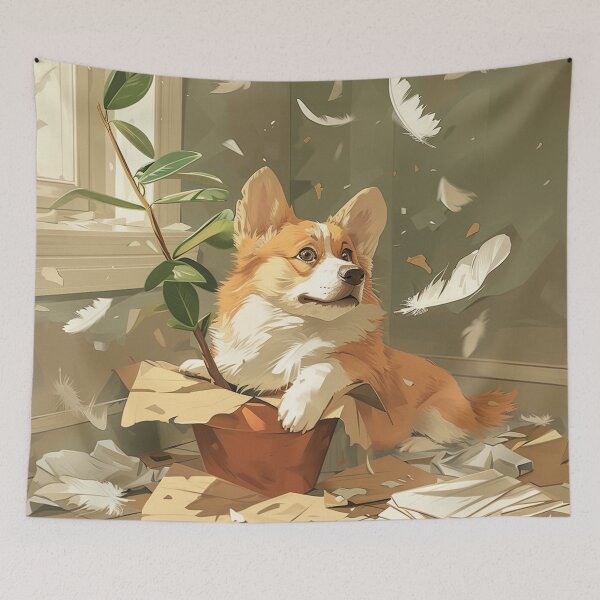 Item preview, Corgi dog feathers everywhere designed and sold by CorgiCuddle.
