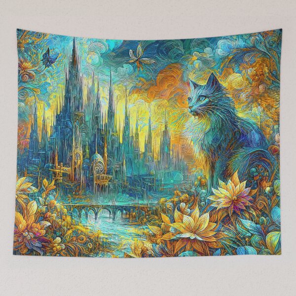 Item preview, Abstract abstraction of castle and cat. DeepDream designed and sold by blackhalt.