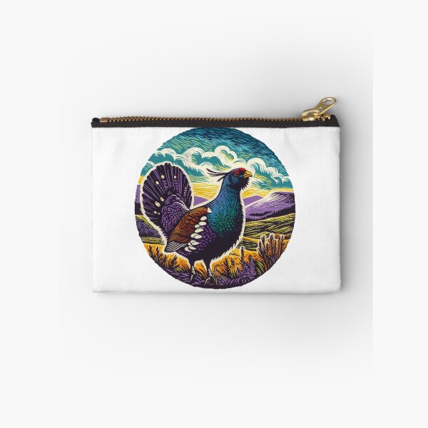 Item preview, Lino Cut Print Of Capercaillie With Hills Behind designed and sold by EdgyEdgeArt.