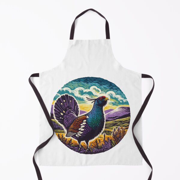 Item preview, Lino Cut Print Of Capercaillie With Hills Behind designed and sold by EdgyEdgeArt.