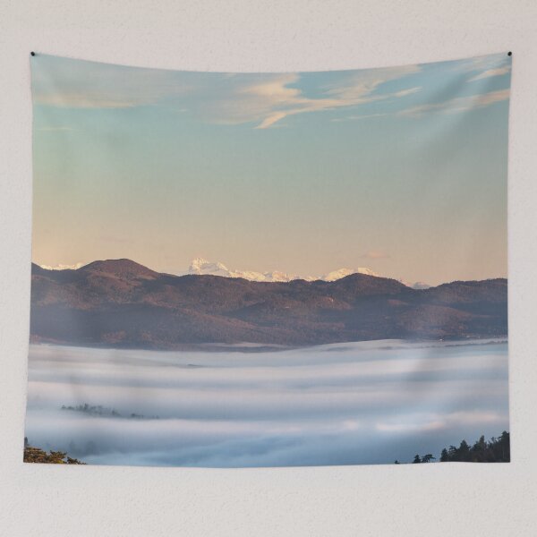 Item preview, Majestic mountain Triglav with fog in valley designed and sold by Patrik Lovrin.