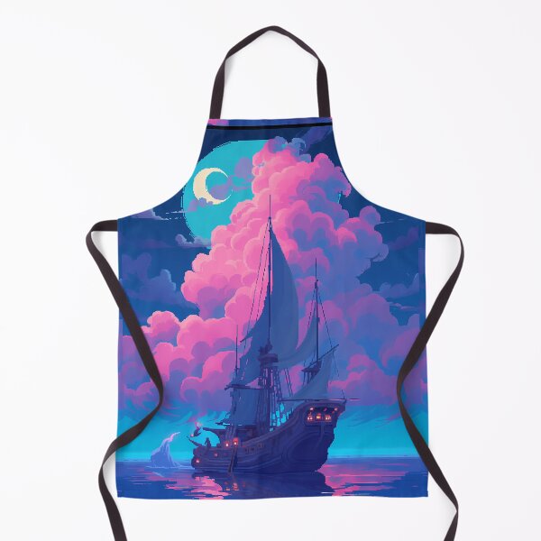 Item preview, Pirate ship, night scene, colorful neon vibes- Pixel art designed and sold by octoboobs.