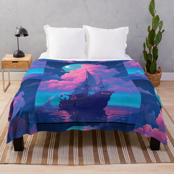 Item preview, Pirate ship, night scene, colorful neon vibes- Pixel art designed and sold by octoboobs.