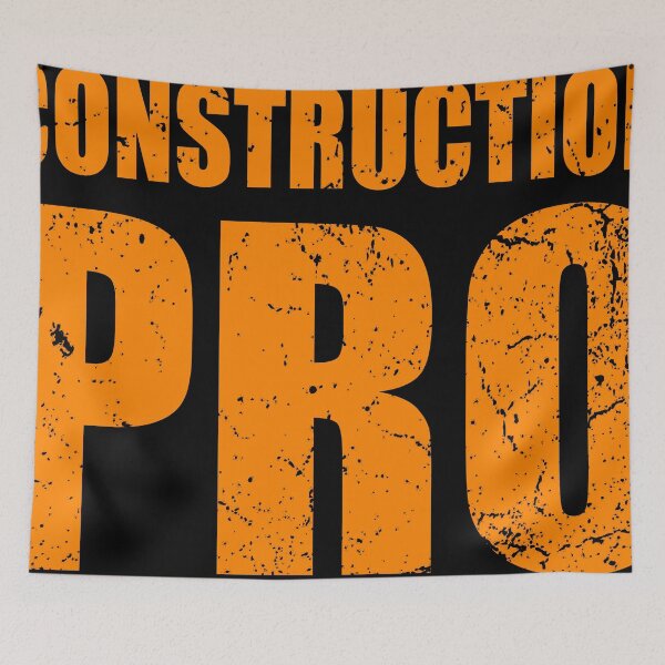 Artikelvorschau, Construction PRO – Orangefarbener Text im Used-Look entworfen und verkauft von WhiteShirtGuy.