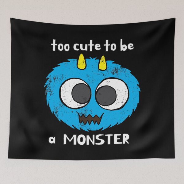 Item preview, Whimsical Monster Illustration with "Too Cute to Be a Monster" designed and sold by RuyaFab.