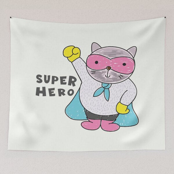 Item preview, Superhero Cat Cartoon Illustratio designed and sold by RuyaFab.