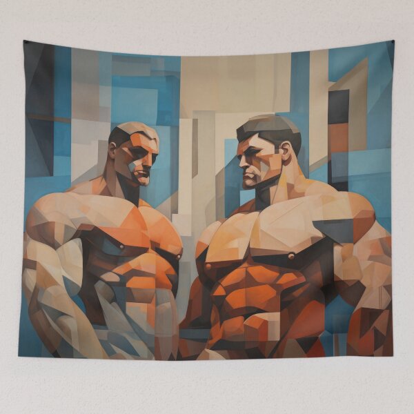 Item preview, Cubism bodybuilder oil painting designed and sold by BeautyofMasc.