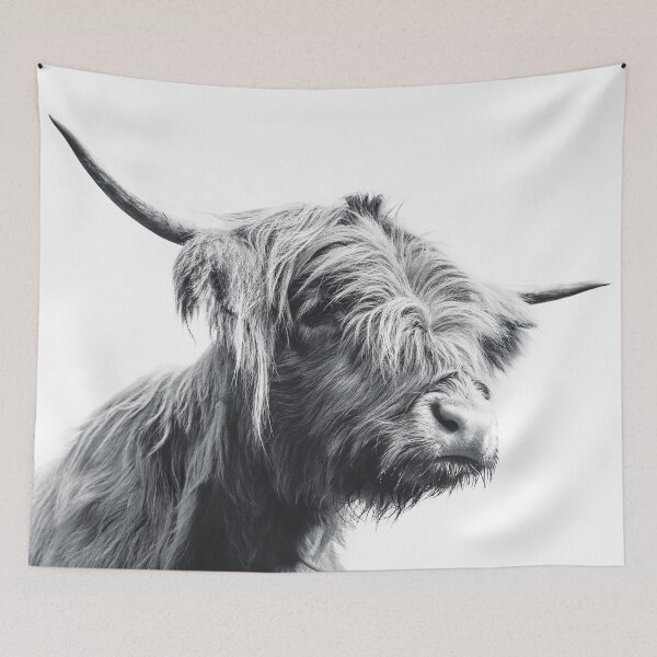 Item preview, Majestic Highland cow black and white designed and sold by Patrik Lovrin.