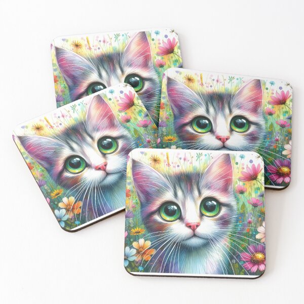 Item preview, “Floral Whisker Whimsy”: Where flowers bloom, so does feline magic. designed and sold by Dominika Farkašová.