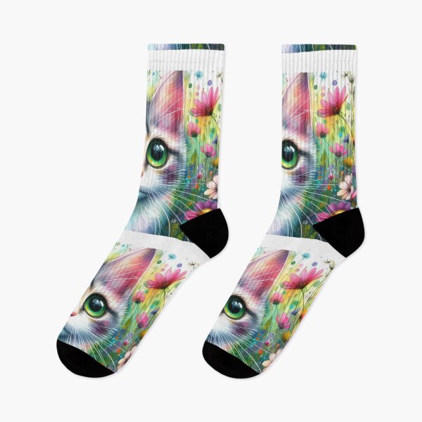 Item preview, “Floral Whisker Whimsy”: Where flowers bloom, so does feline magic. designed and sold by Dominika Farkašová.