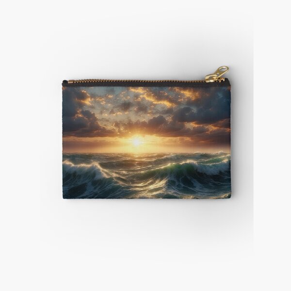 Item preview,  Stormy sea at night. Heavy sea. Sunset lights.A strong storm with big waves in the ocean. Night thunderstorm. Dark mode colors.  designed and sold by digoarpi.